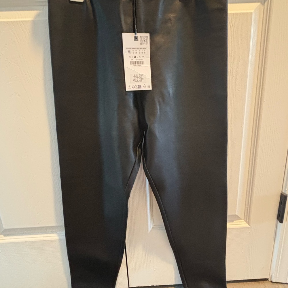 Zara Black Satin Leggings